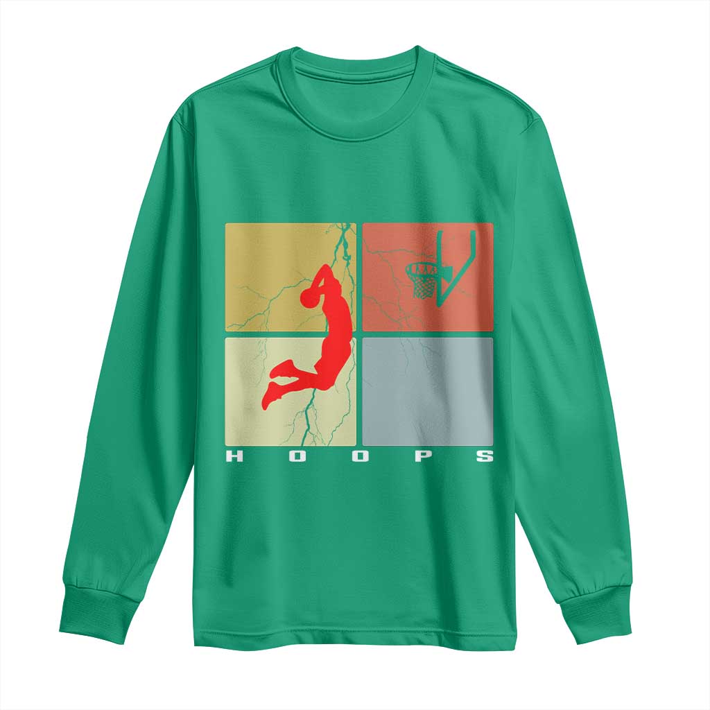 Hoops Life Long Sleeve Shirt Retro Basketball Dunk Silhouette - Wonder Print Shop