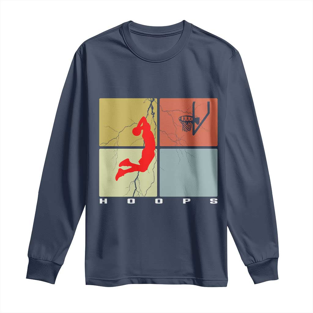 Hoops Life Long Sleeve Shirt Retro Basketball Dunk Silhouette - Wonder Print Shop