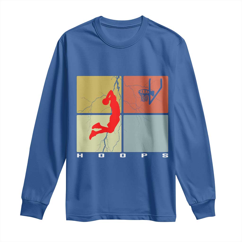 Hoops Life Long Sleeve Shirt Retro Basketball Dunk Silhouette - Wonder Print Shop