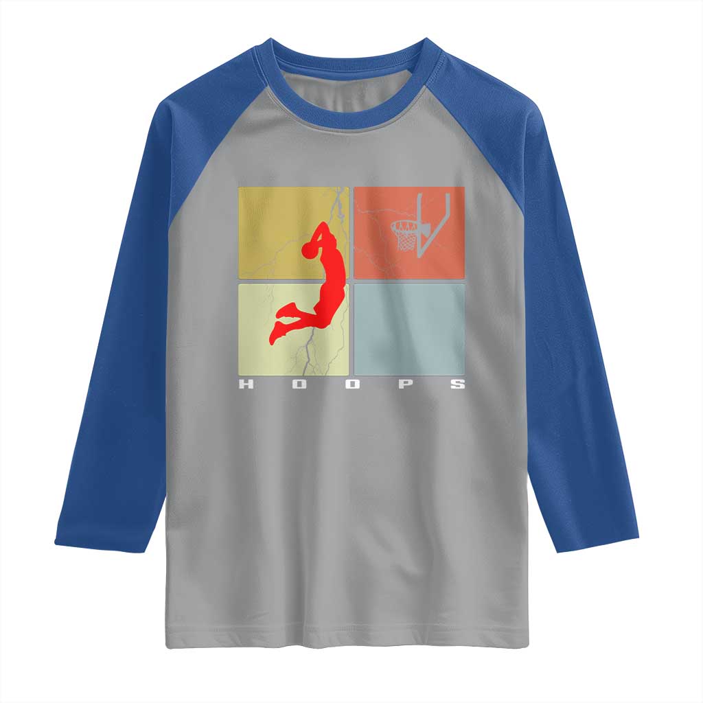 Hoops Life Raglan Shirt Retro Basketball Dunk Silhouette - Wonder Print Shop