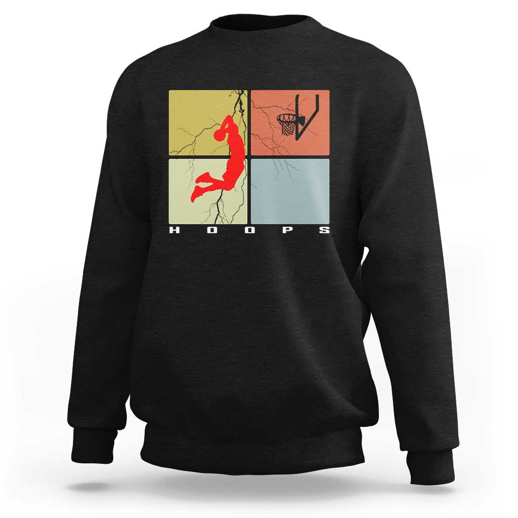 Hoops Life Sweatshirt Retro Basketball Dunk Silhouette - Wonder Print Shop