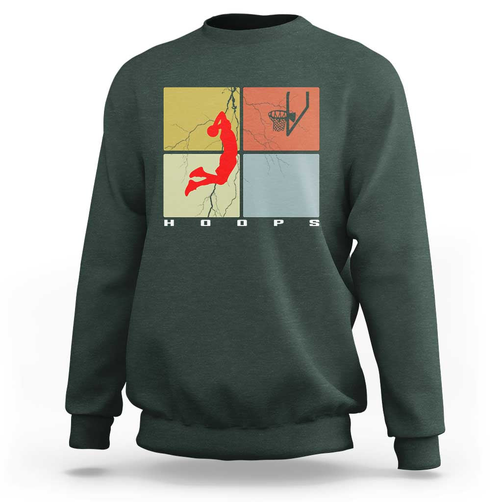 Hoops Life Sweatshirt Retro Basketball Dunk Silhouette - Wonder Print Shop