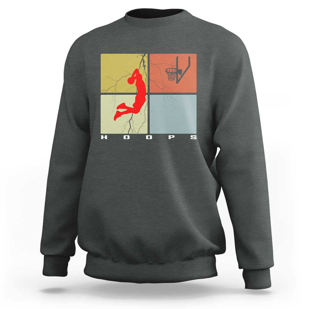 Hoops Life Sweatshirt Retro Basketball Dunk Silhouette - Wonder Print Shop