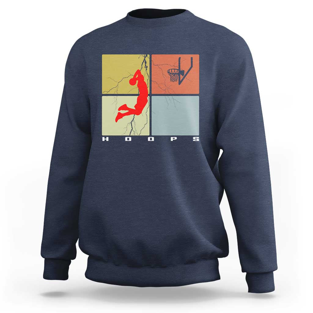 Hoops Life Sweatshirt Retro Basketball Dunk Silhouette - Wonder Print Shop