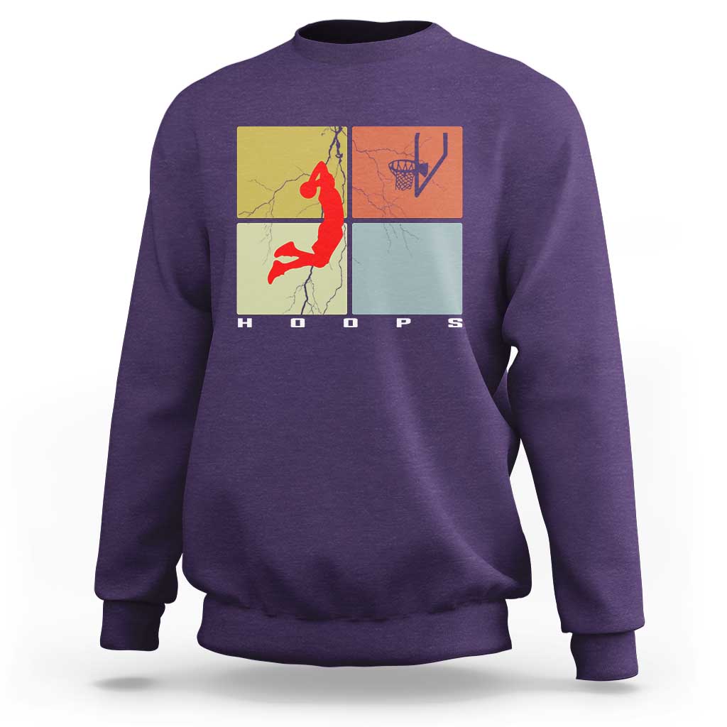 Hoops Life Sweatshirt Retro Basketball Dunk Silhouette - Wonder Print Shop