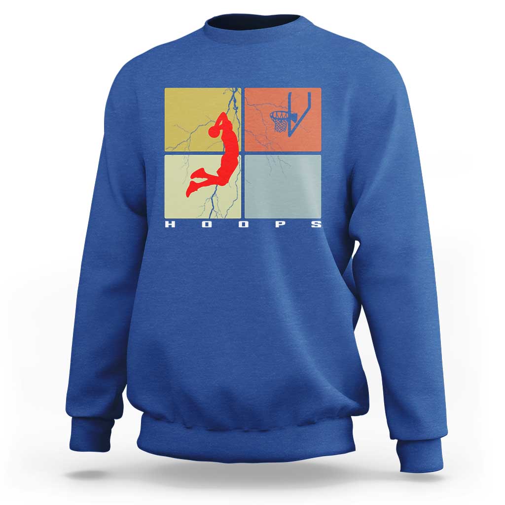 Hoops Life Sweatshirt Retro Basketball Dunk Silhouette - Wonder Print Shop