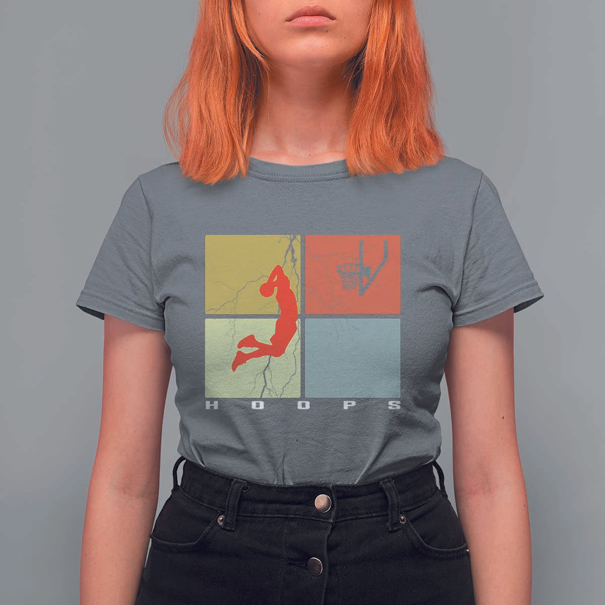 Hoops Life T Shirt For Women Retro Basketball Dunk Silhouette - Wonder Print Shop