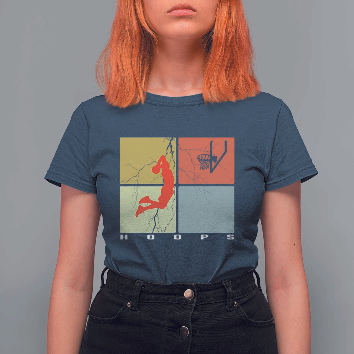 Hoops Life T Shirt For Women Retro Basketball Dunk Silhouette - Wonder Print Shop