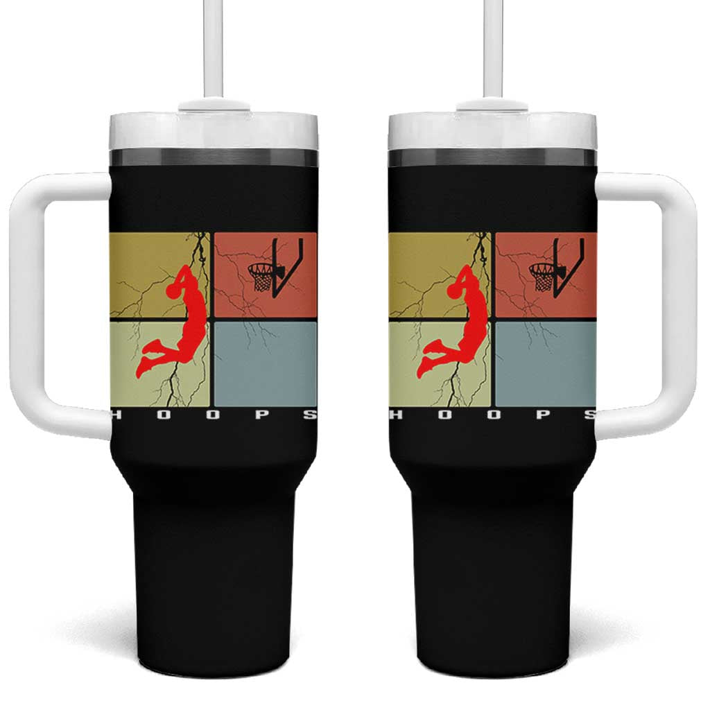 Hoops Life Tumbler With Handle Retro Basketball Dunk Silhouette