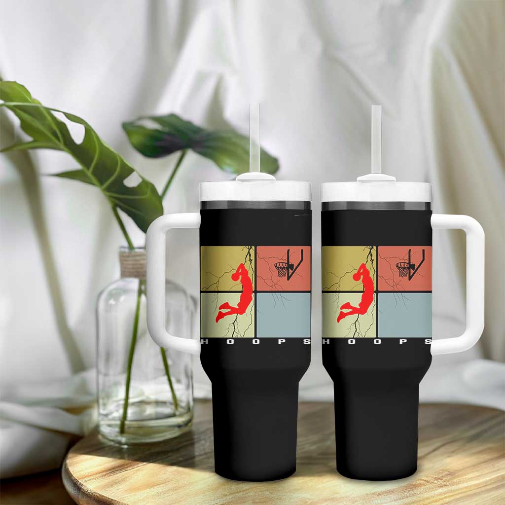 Hoops Life Tumbler With Handle Retro Basketball Dunk Silhouette