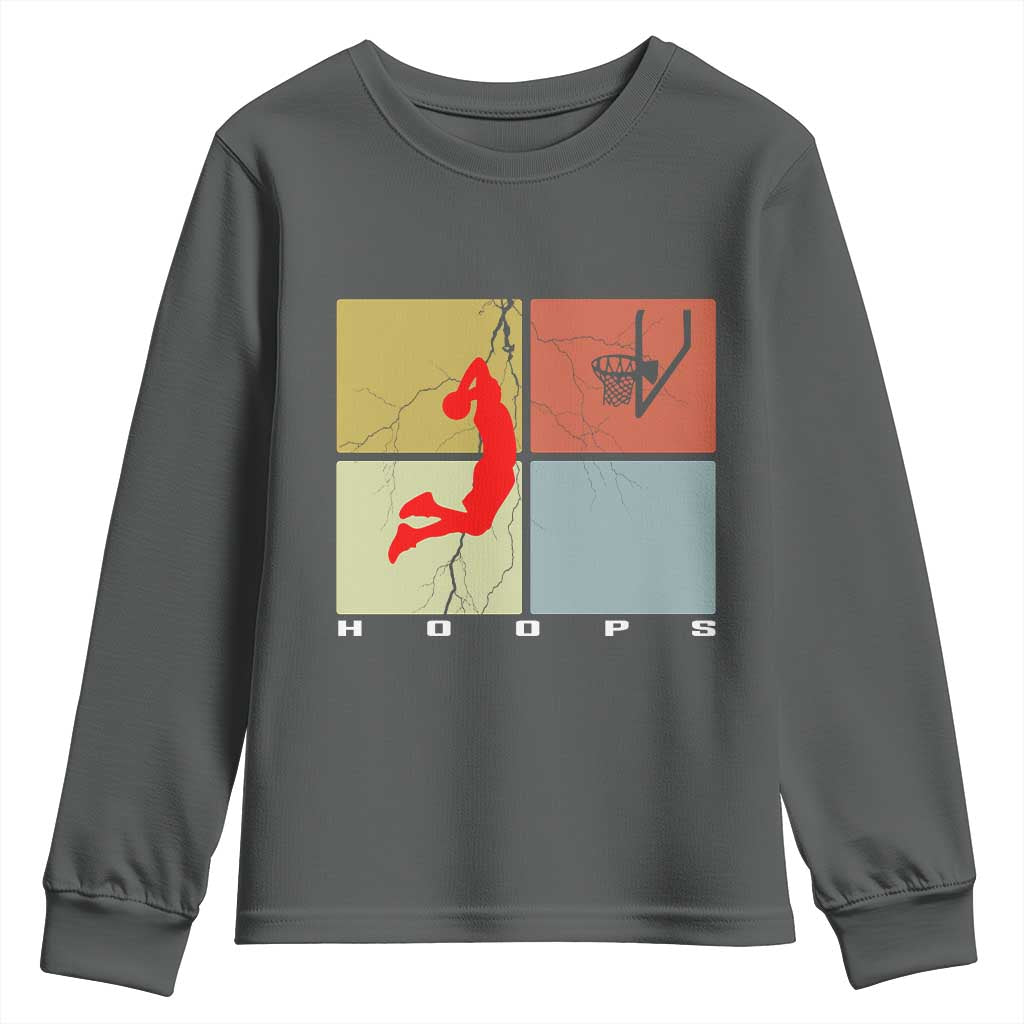 Hoops Life Youth Sweatshirt Retro Basketball Dunk Silhouette - Wonder Print Shop