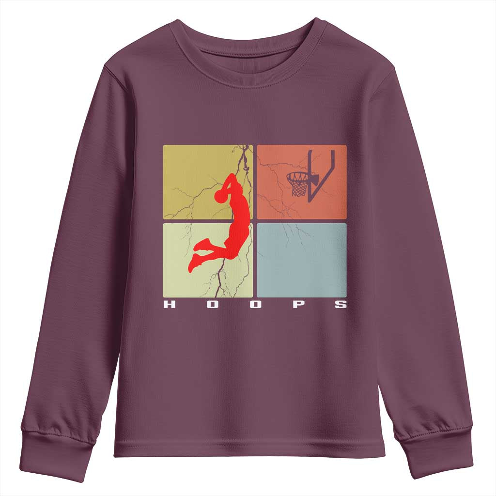 Hoops Life Youth Sweatshirt Retro Basketball Dunk Silhouette - Wonder Print Shop