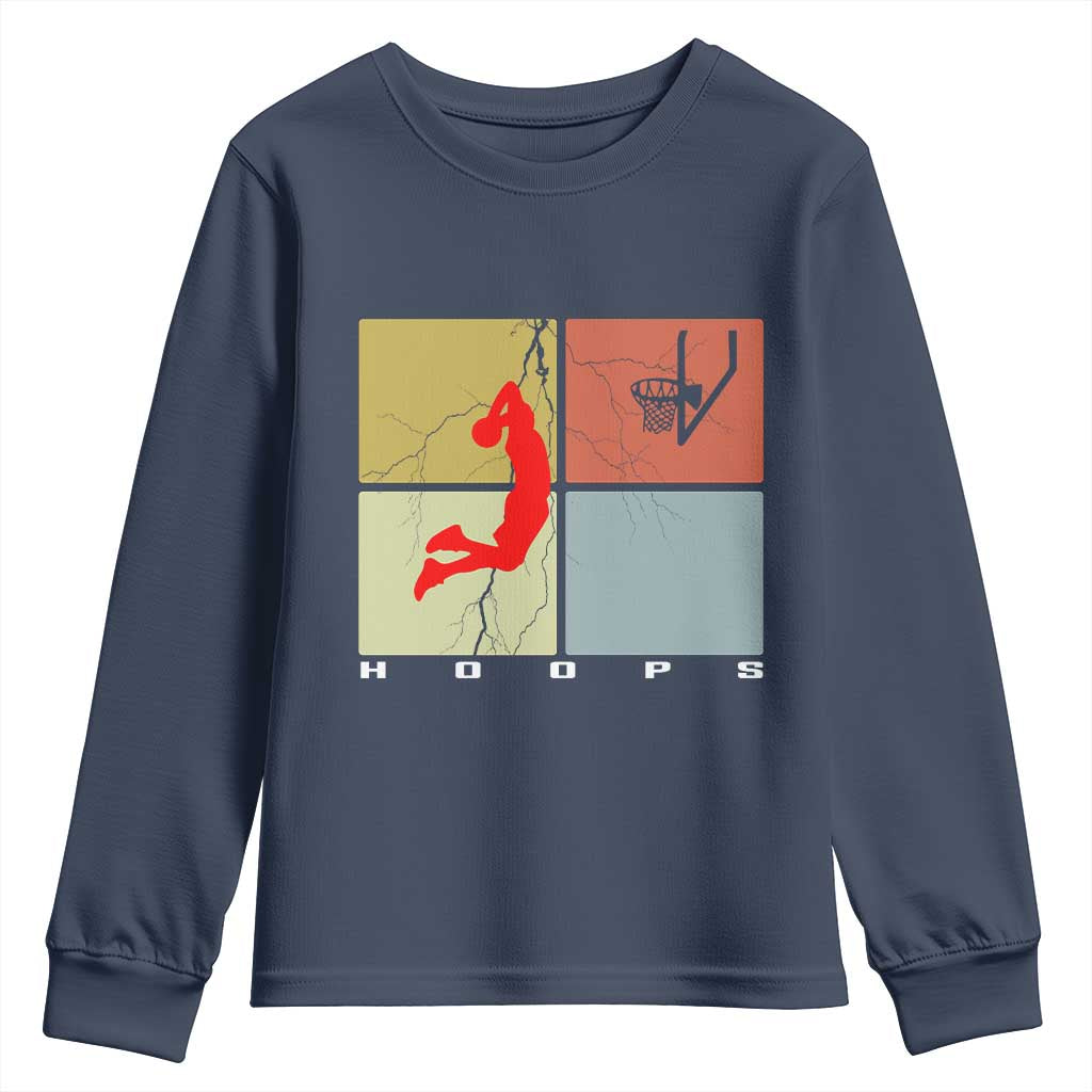 Hoops Life Youth Sweatshirt Retro Basketball Dunk Silhouette - Wonder Print Shop