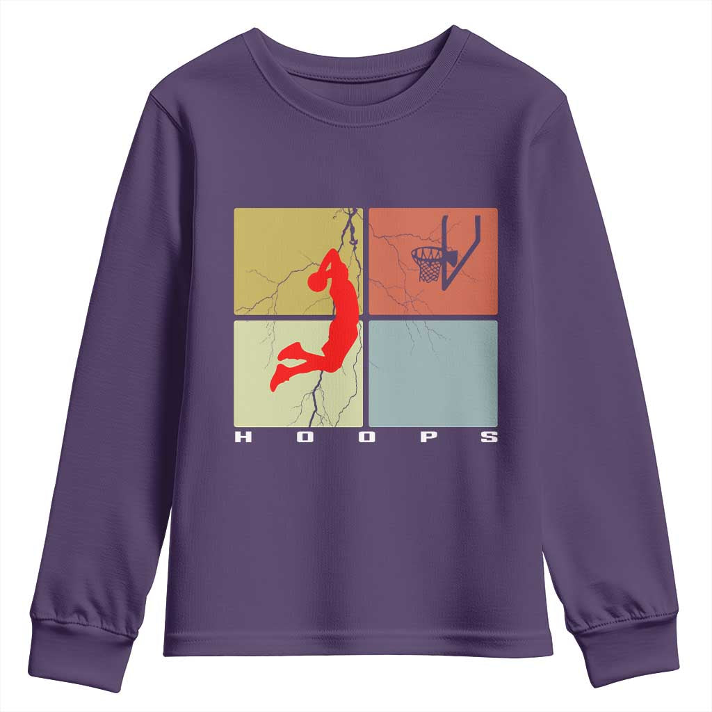Hoops Life Youth Sweatshirt Retro Basketball Dunk Silhouette - Wonder Print Shop