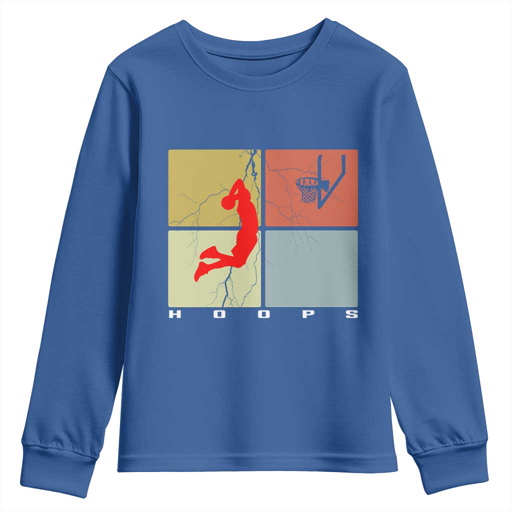 Hoops Life Youth Sweatshirt Retro Basketball Dunk Silhouette - Wonder Print Shop
