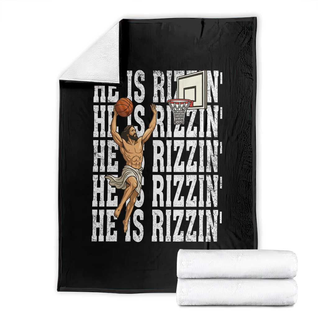 Christian Basketball Lover Throw Blanket He Is Rizzin Funny Gift - Wonder Print Shop