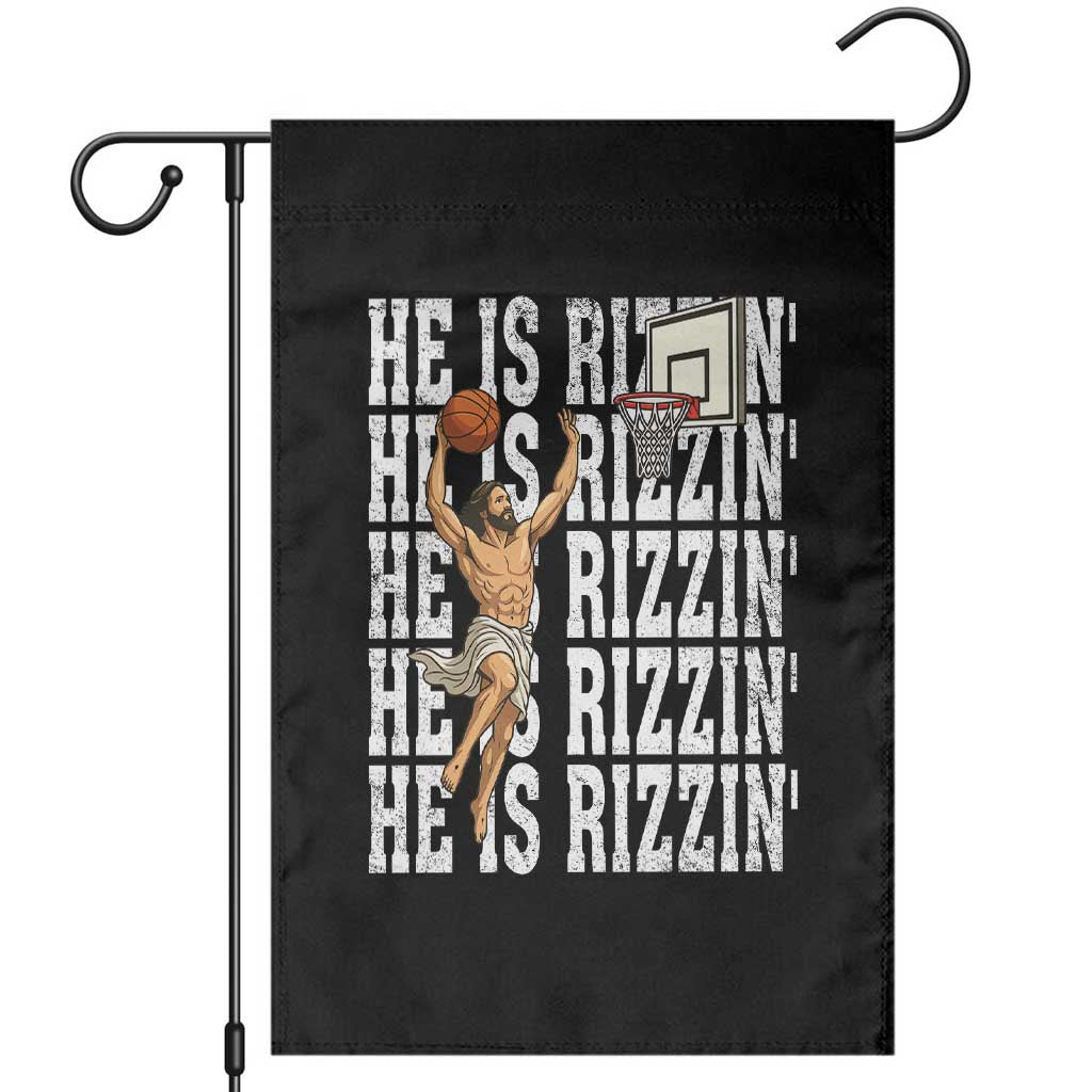 Christian Basketball Lover Garden Flag He Is Rizzin Funny Gift - Wonder Print Shop