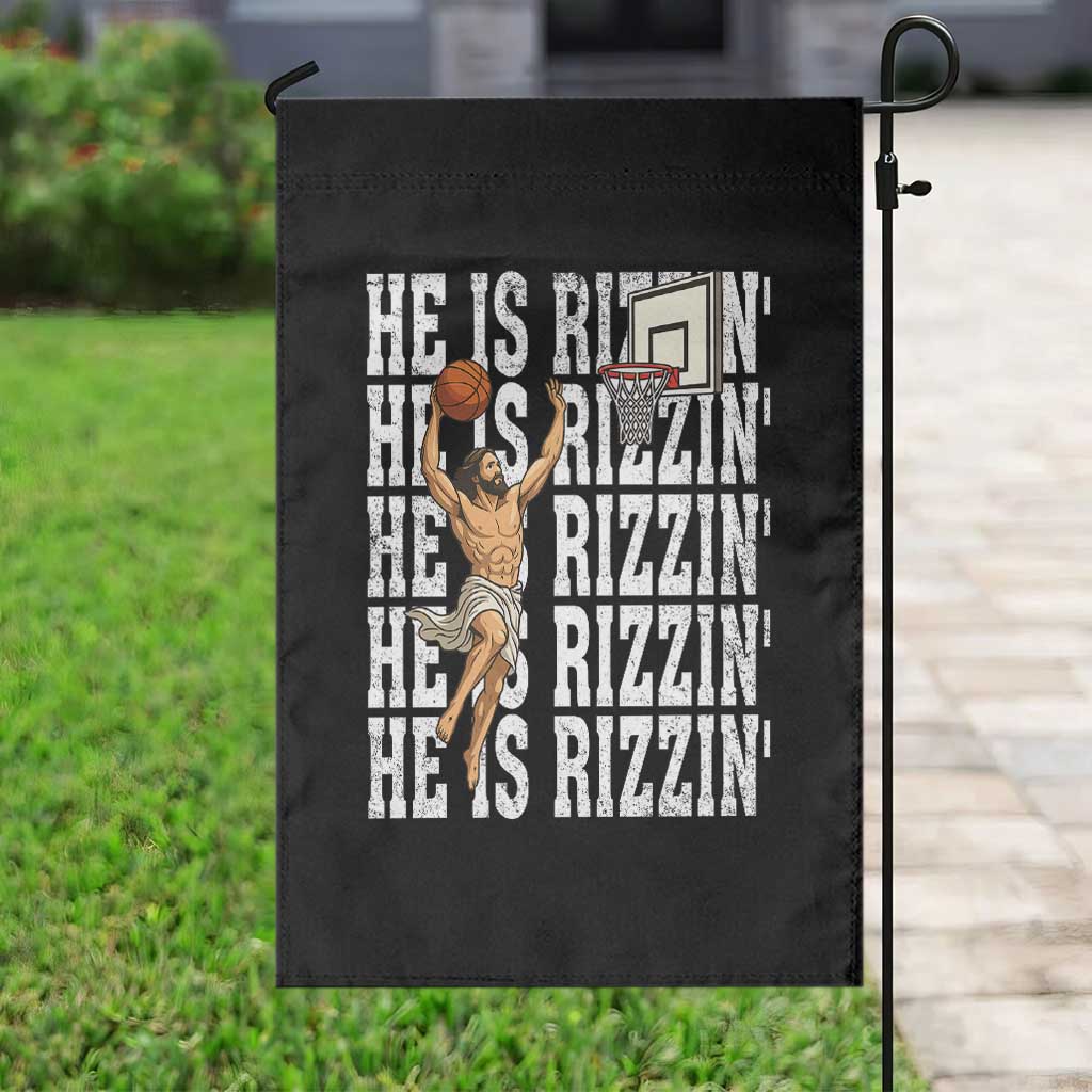 Christian Basketball Lover Garden Flag He Is Rizzin Funny Gift - Wonder Print Shop