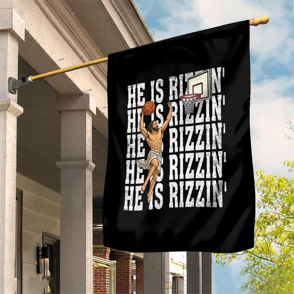 Christian Basketball Lover Garden Flag He Is Rizzin Funny Gift - Wonder Print Shop