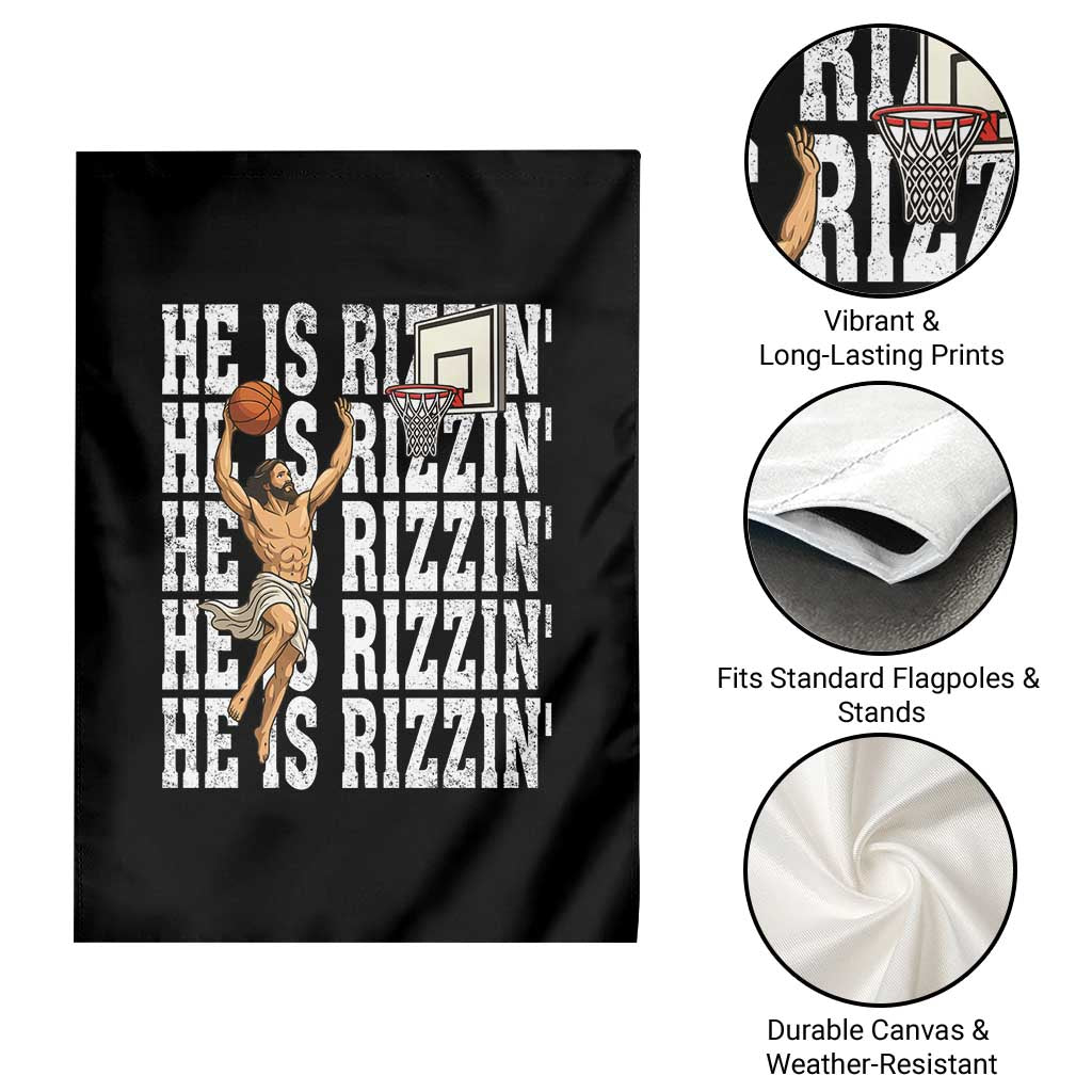 Christian Basketball Lover Garden Flag He Is Rizzin Funny Gift - Wonder Print Shop