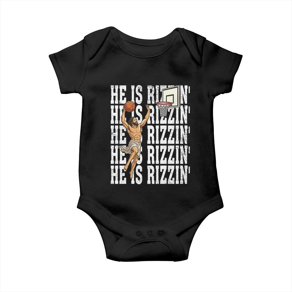 Christian Basketball Lover Baby Onesie He Is Rizzin Funny Gift - Wonder Print Shop