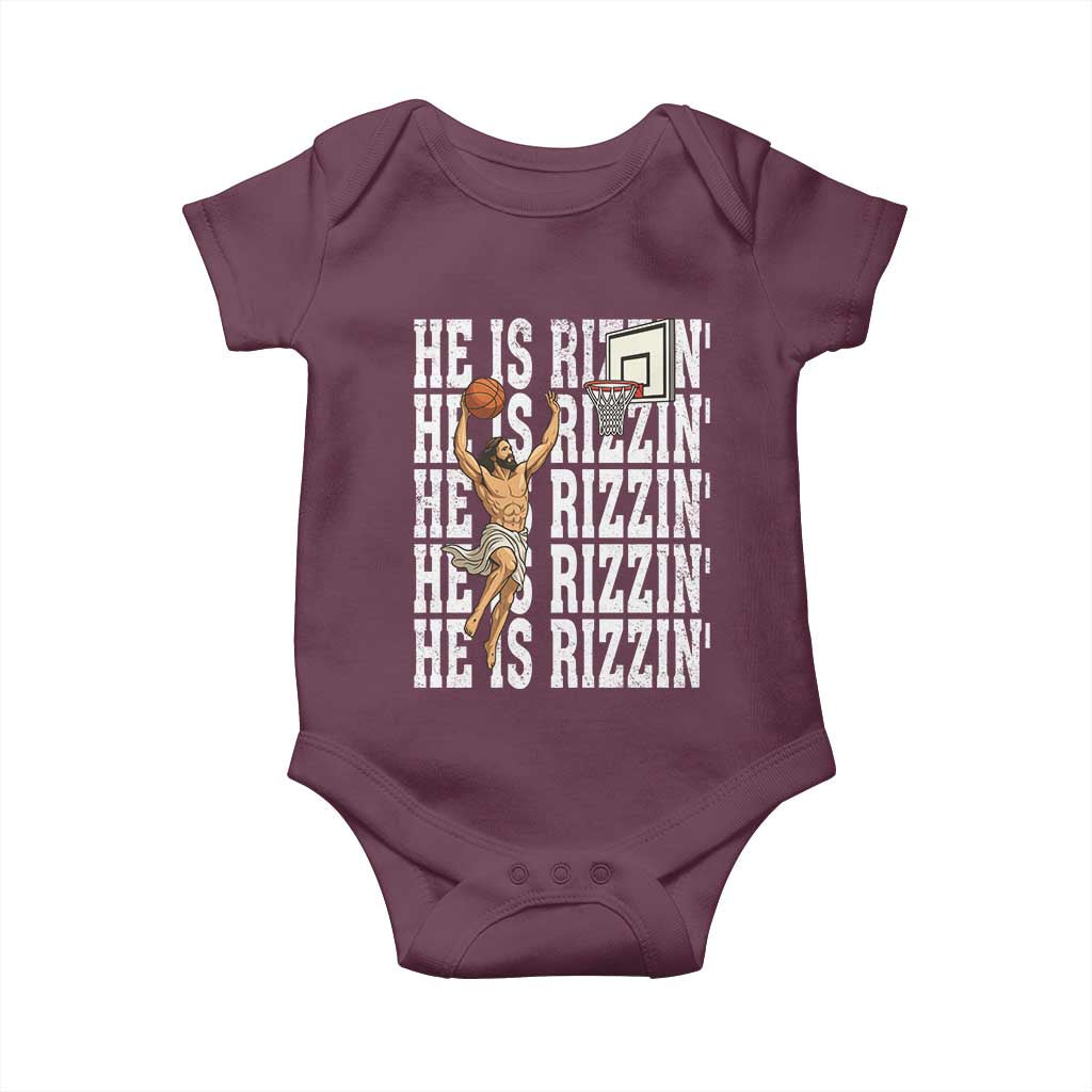 Christian Basketball Lover Baby Onesie He Is Rizzin Funny Gift - Wonder Print Shop