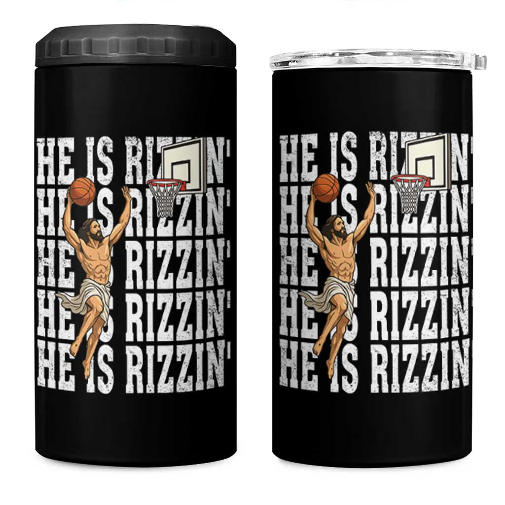 Christian Basketball Lover 4 in 1 Can Cooler Tumbler He Is Rizzin Funny Gift