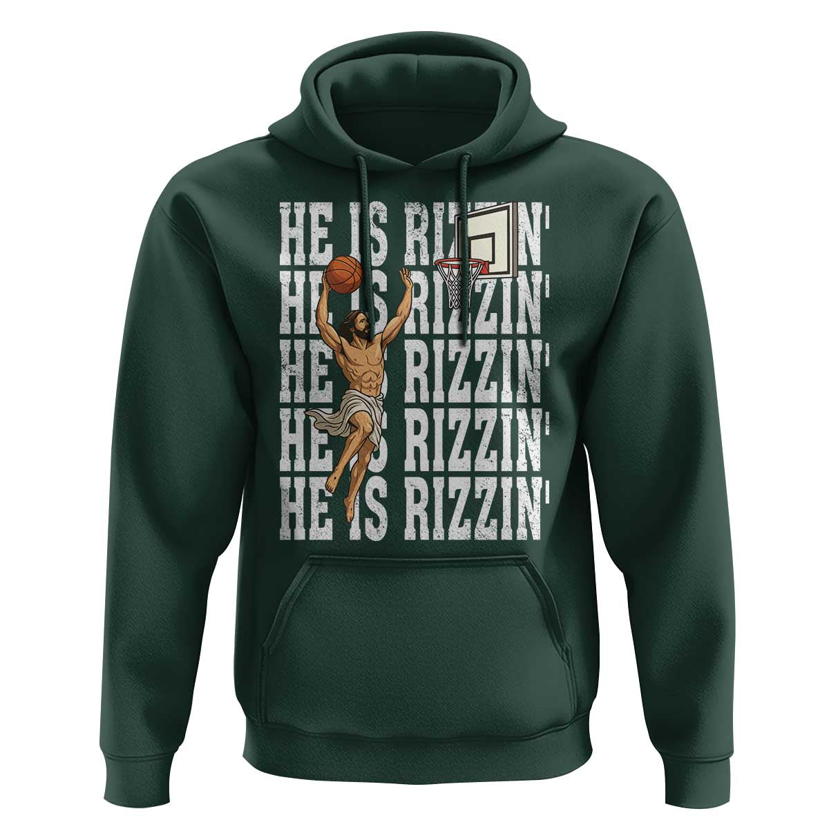 Christian Basketball Lover Hoodie He Is Rizzin Funny Gift - Wonder Print Shop
