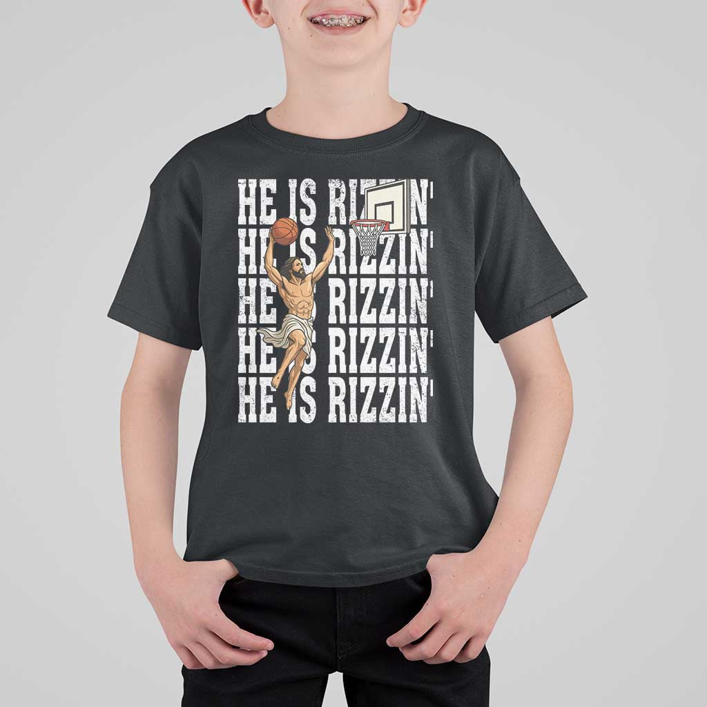 Christian Basketball Lover T Shirt For Kid He Is Rizzin Funny Gift - Wonder Print Shop