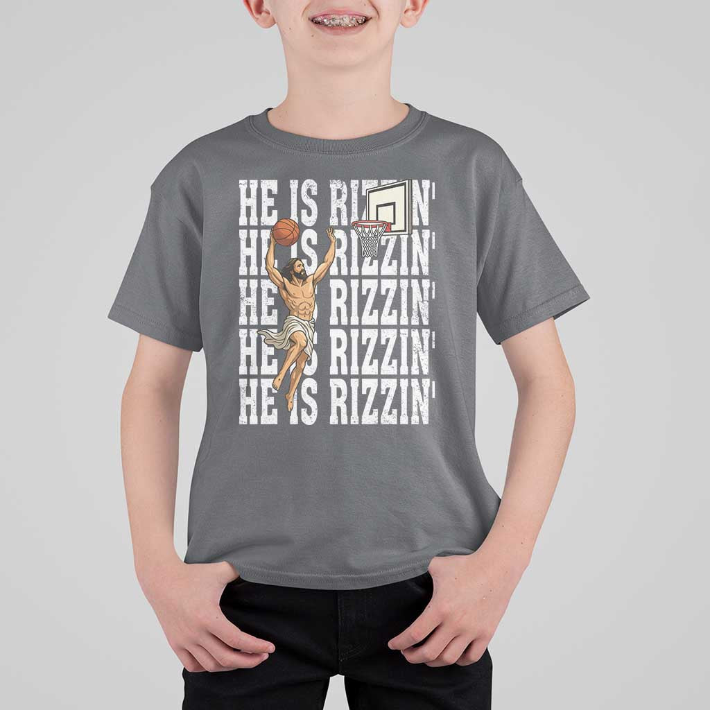 Christian Basketball Lover T Shirt For Kid He Is Rizzin Funny Gift - Wonder Print Shop