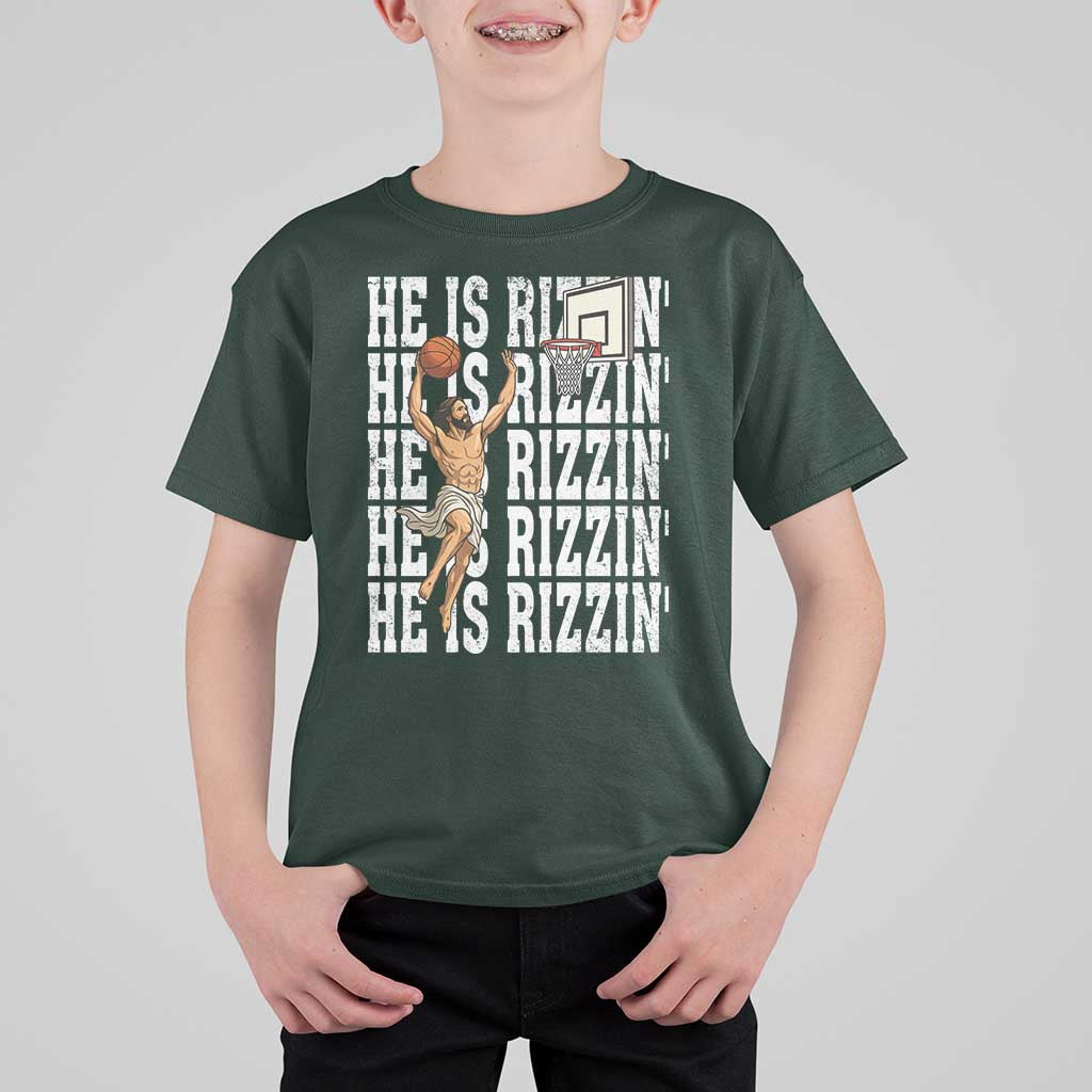 Christian Basketball Lover T Shirt For Kid He Is Rizzin Funny Gift - Wonder Print Shop