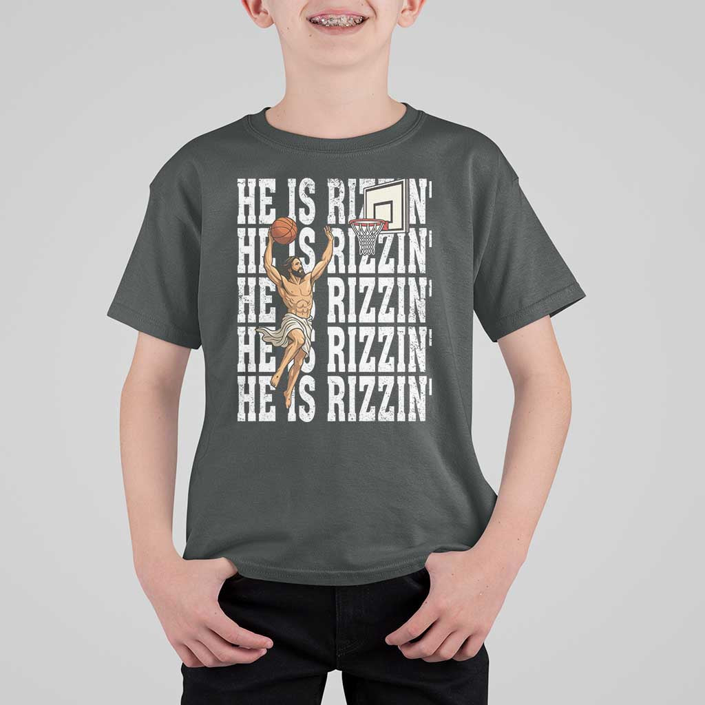 Christian Basketball Lover T Shirt For Kid He Is Rizzin Funny Gift - Wonder Print Shop