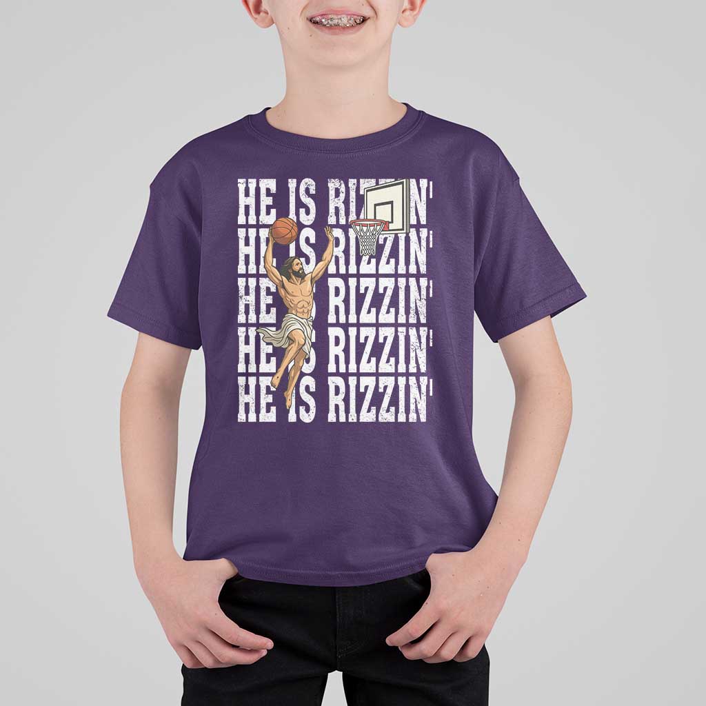 Christian Basketball Lover T Shirt For Kid He Is Rizzin Funny Gift - Wonder Print Shop