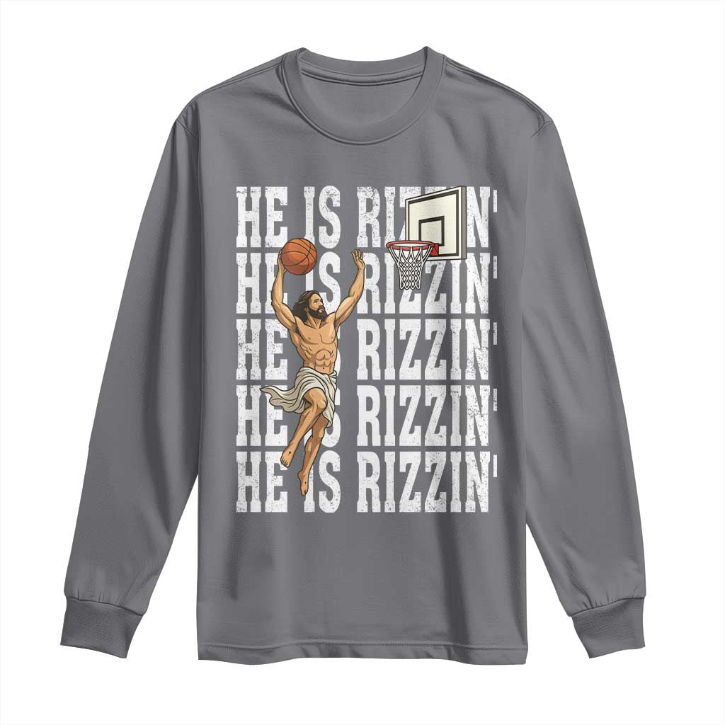 Christian Basketball Lover Long Sleeve Shirt He Is Rizzin Funny Gift - Wonder Print Shop