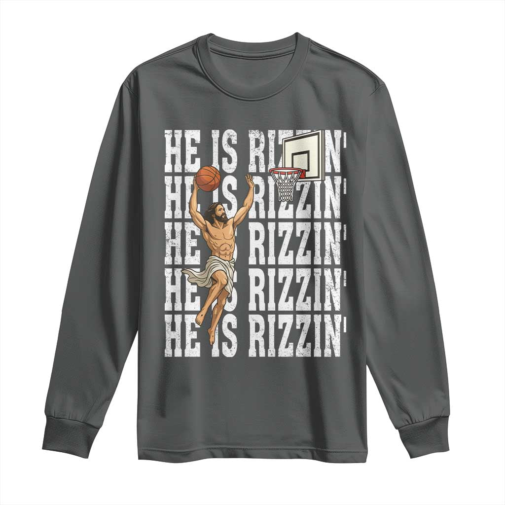 Christian Basketball Lover Long Sleeve Shirt He Is Rizzin Funny Gift - Wonder Print Shop