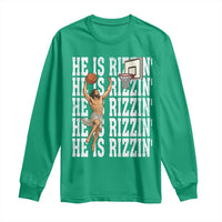 Christian Basketball Lover Long Sleeve Shirt He Is Rizzin Funny Gift - Wonder Print Shop