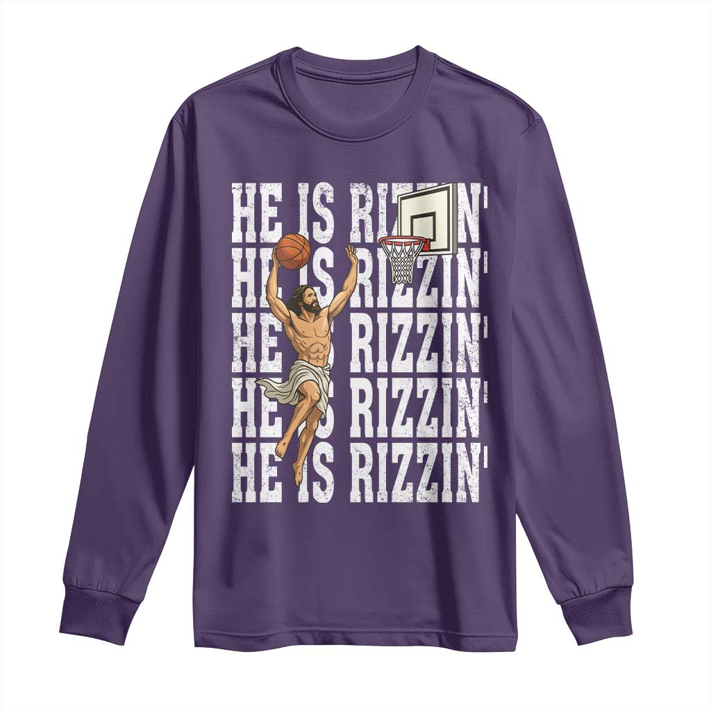 Christian Basketball Lover Long Sleeve Shirt He Is Rizzin Funny Gift - Wonder Print Shop