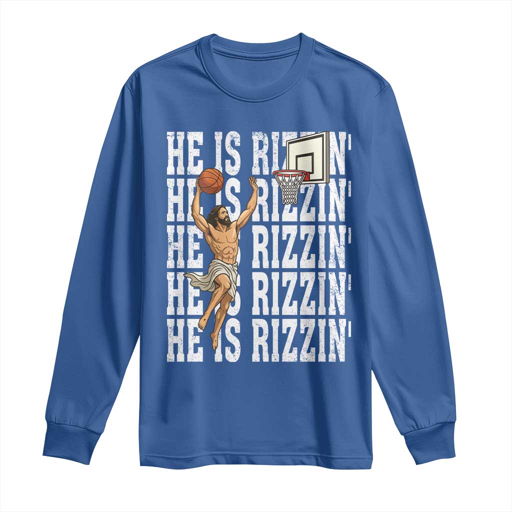 Christian Basketball Lover Long Sleeve Shirt He Is Rizzin Funny Gift - Wonder Print Shop