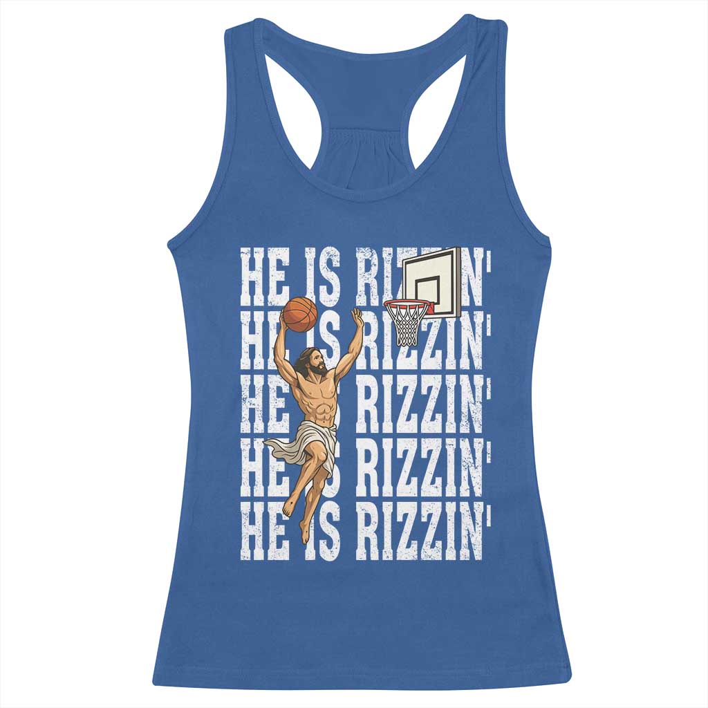 Christian Basketball Lover Racerback Tank Top He Is Rizzin Funny Gift - Wonder Print Shop