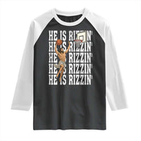 Christian Basketball Lover Raglan Shirt He Is Rizzin Funny Gift - Wonder Print Shop