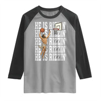 Christian Basketball Lover Raglan Shirt He Is Rizzin Funny Gift - Wonder Print Shop