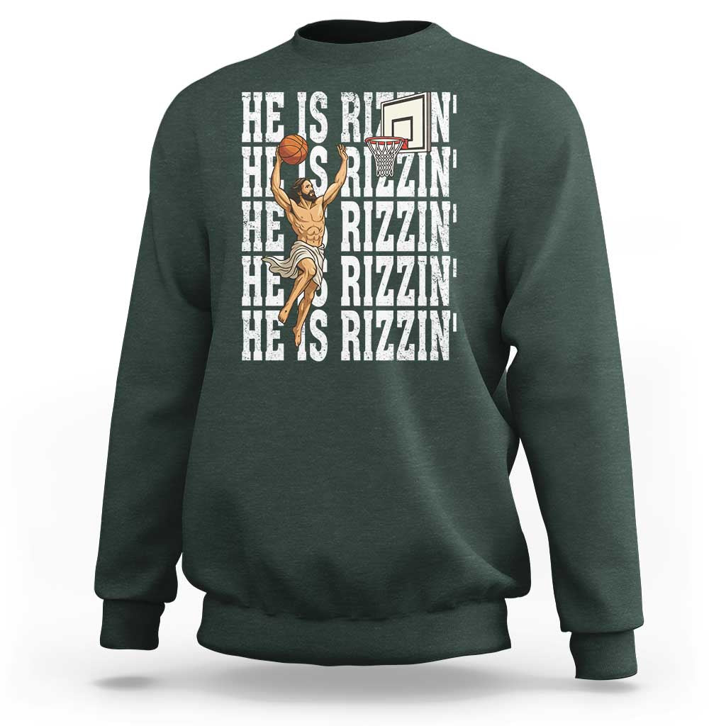 Christian Basketball Lover Sweatshirt He Is Rizzin Funny Gift - Wonder Print Shop