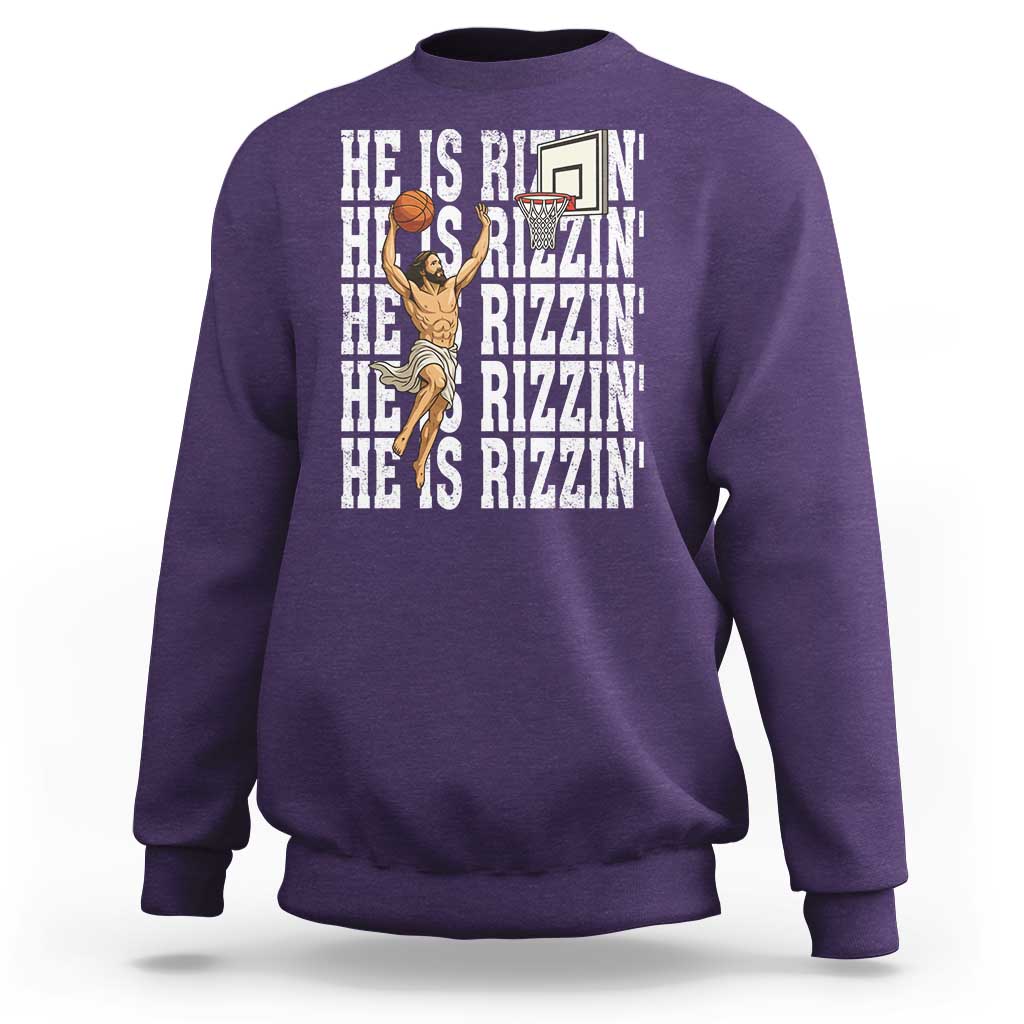 Christian Basketball Lover Sweatshirt He Is Rizzin Funny Gift - Wonder Print Shop