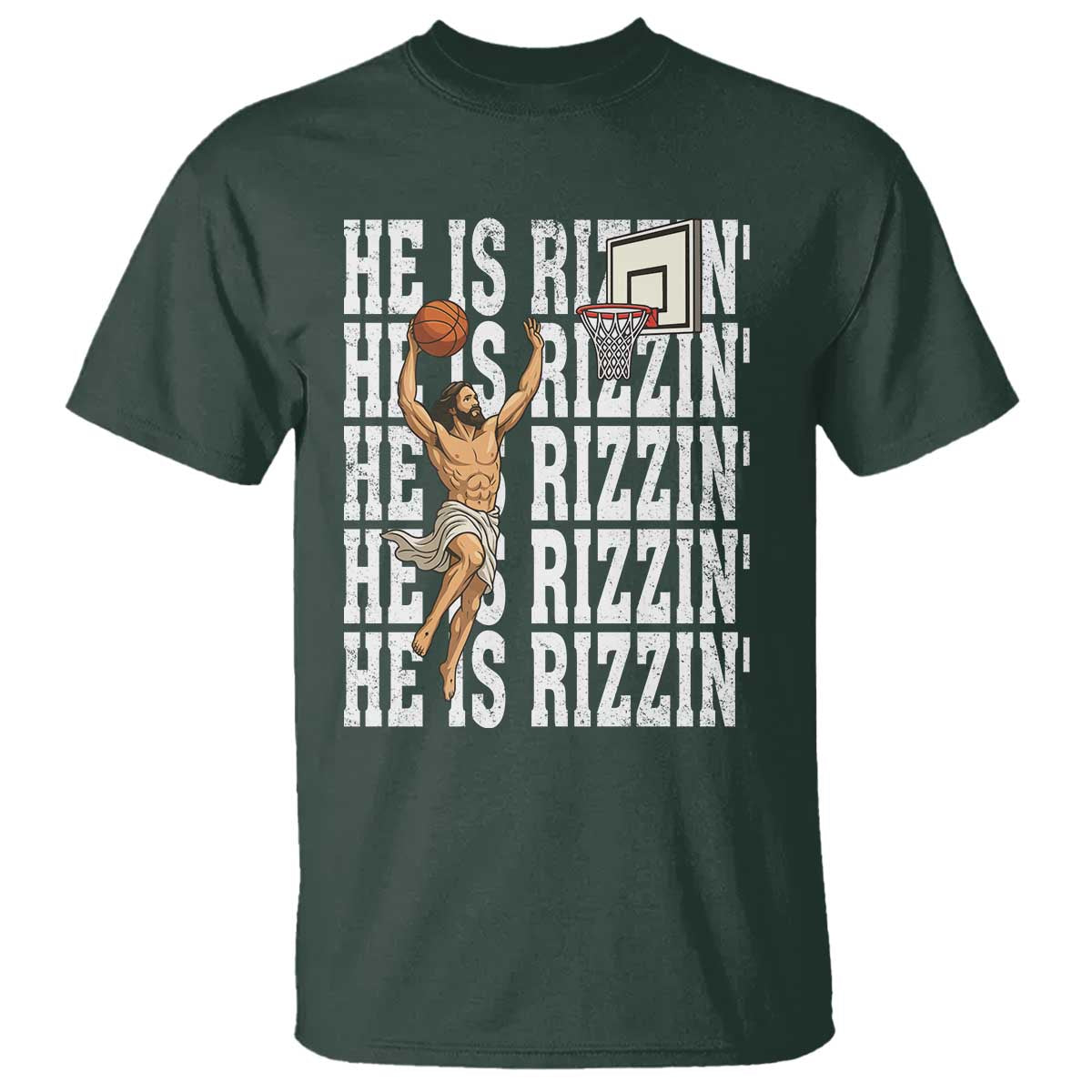 Christian Basketball Lover T Shirt He Is Rizzin Funny Gift - Wonder Print Shop