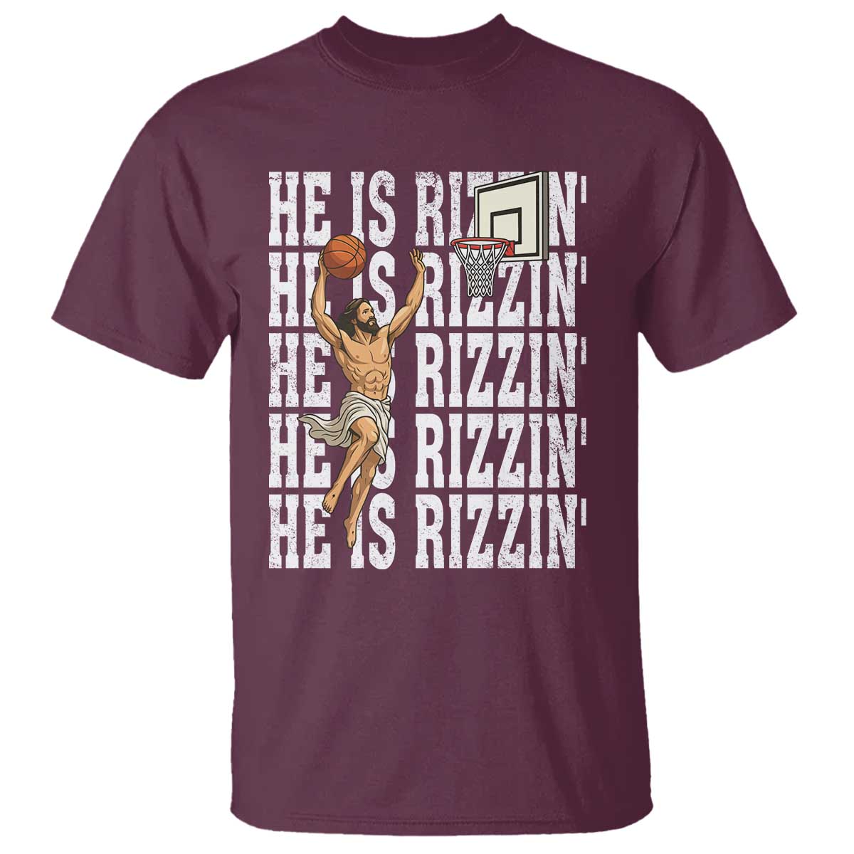 Christian Basketball Lover T Shirt He Is Rizzin Funny Gift - Wonder Print Shop