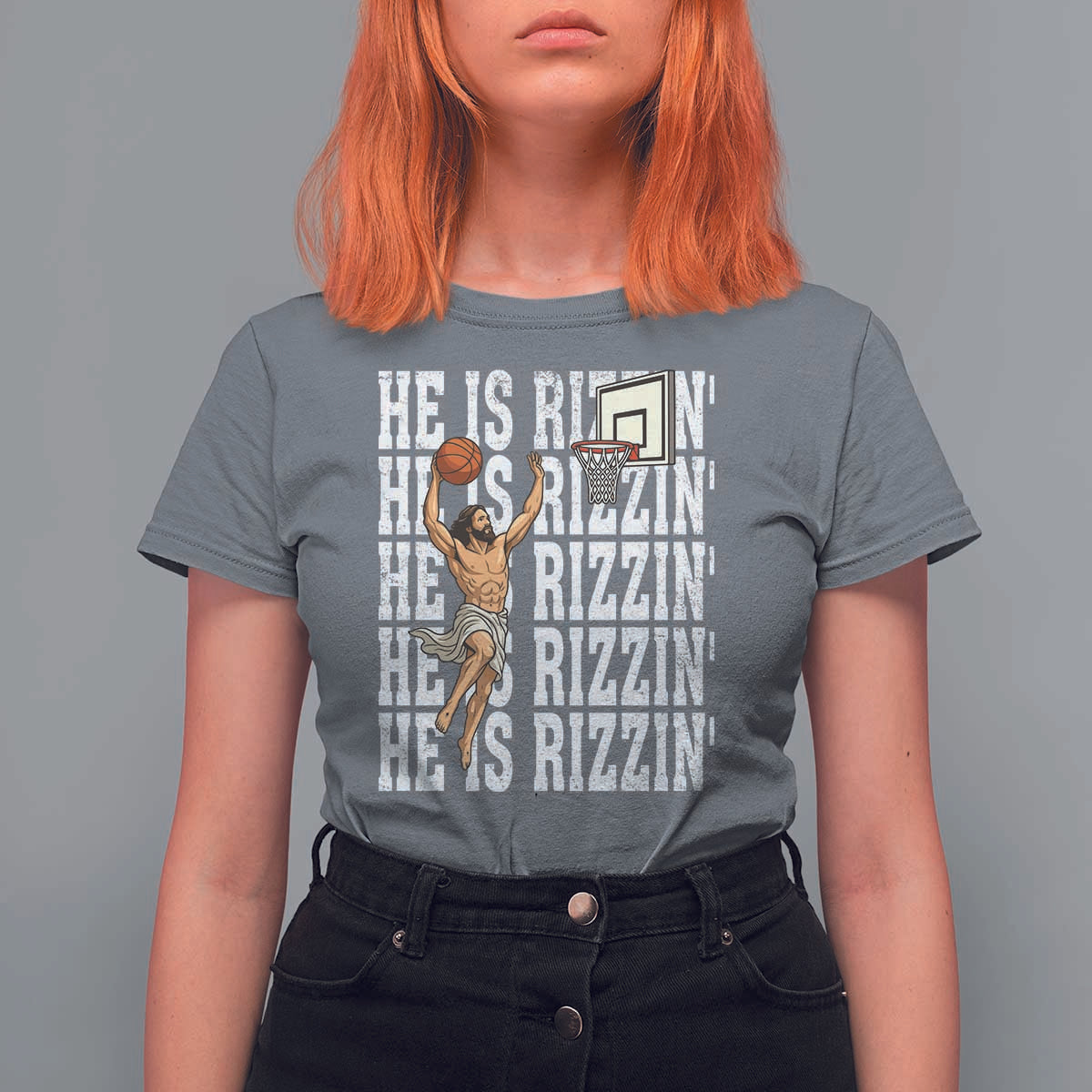 Christian Basketball Lover T Shirt For Women He Is Rizzin Funny Gift - Wonder Print Shop