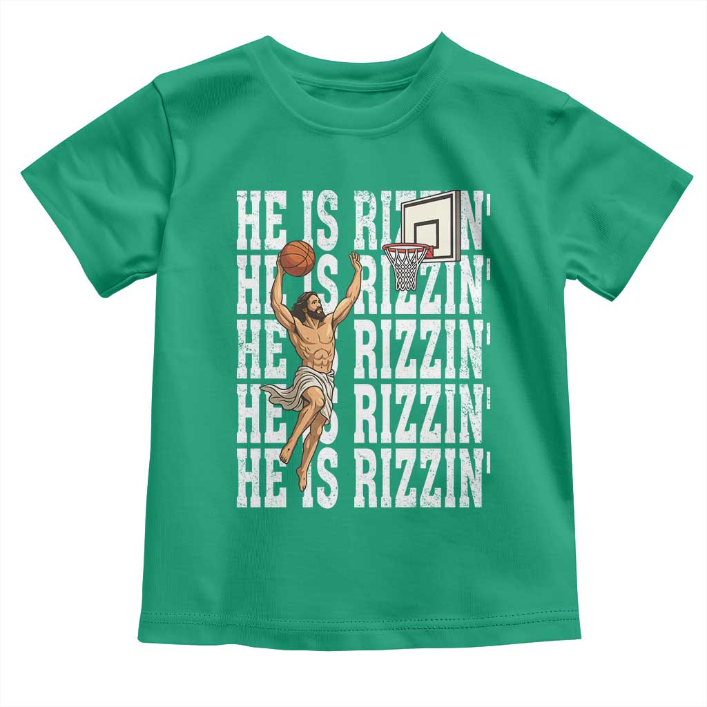 Christian Basketball Lover Toddler T Shirt He Is Rizzin Funny Gift - Wonder Print Shop