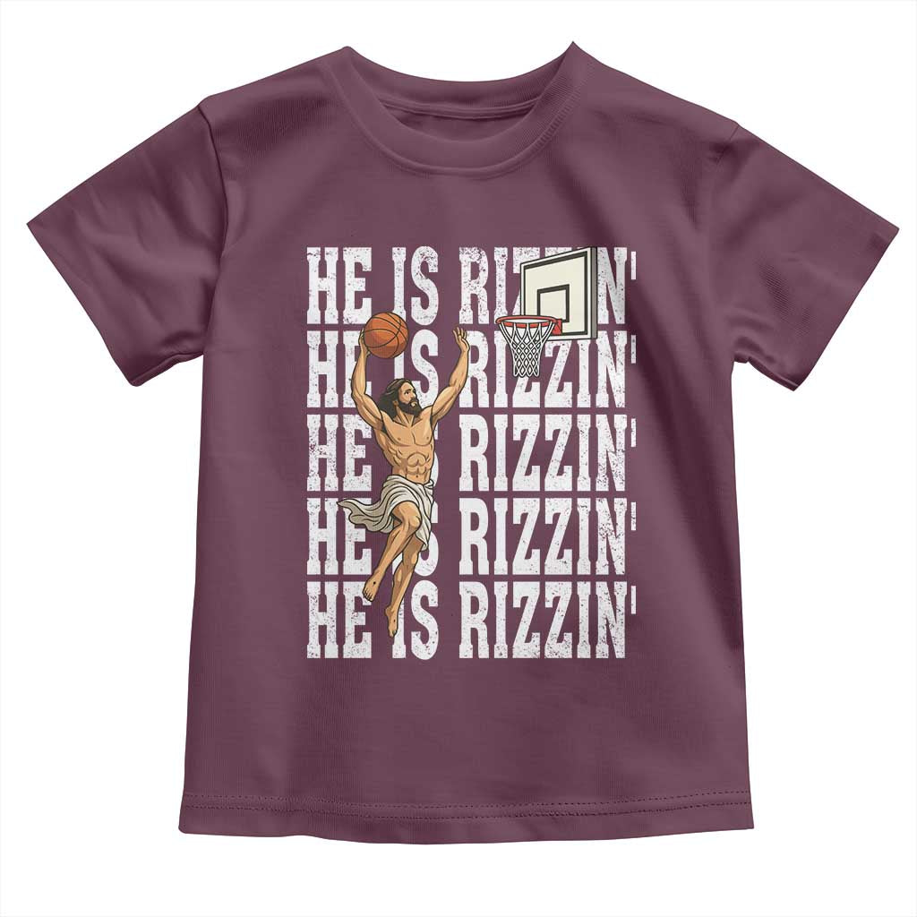 Christian Basketball Lover Toddler T Shirt He Is Rizzin Funny Gift - Wonder Print Shop