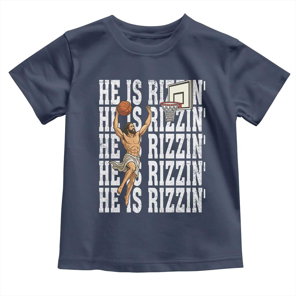 Christian Basketball Lover Toddler T Shirt He Is Rizzin Funny Gift - Wonder Print Shop