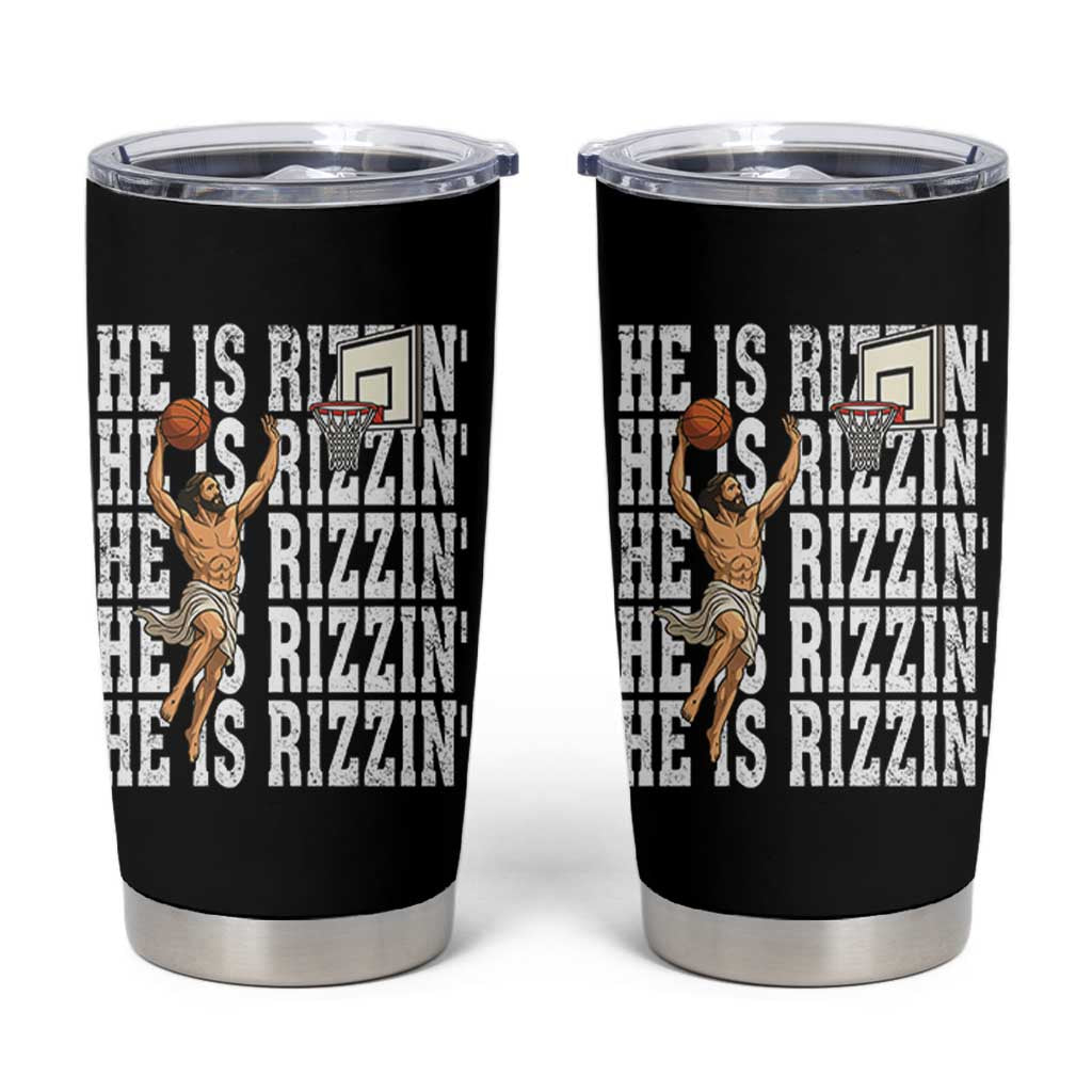 Christian Basketball Lover Tumbler Cup He Is Rizzin Funny Gift